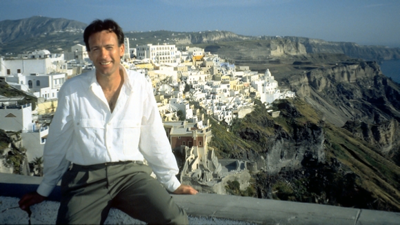Michael Ray Brown taking a break from story analysis on the Greek island of Santorini