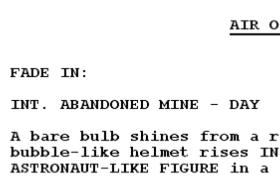 Screenplay snippet - Top of First Page